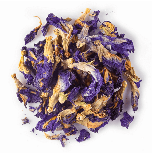 Blue Moon - sunsetessentialtea | Tea & Infusions , Butterfly pea flower is commonly grown in Southeast Asia, and brews up a brilliant blue color when prepared as a tea. It has a floral, mildly sweet flavor, somewhat similar to that of chamomile.